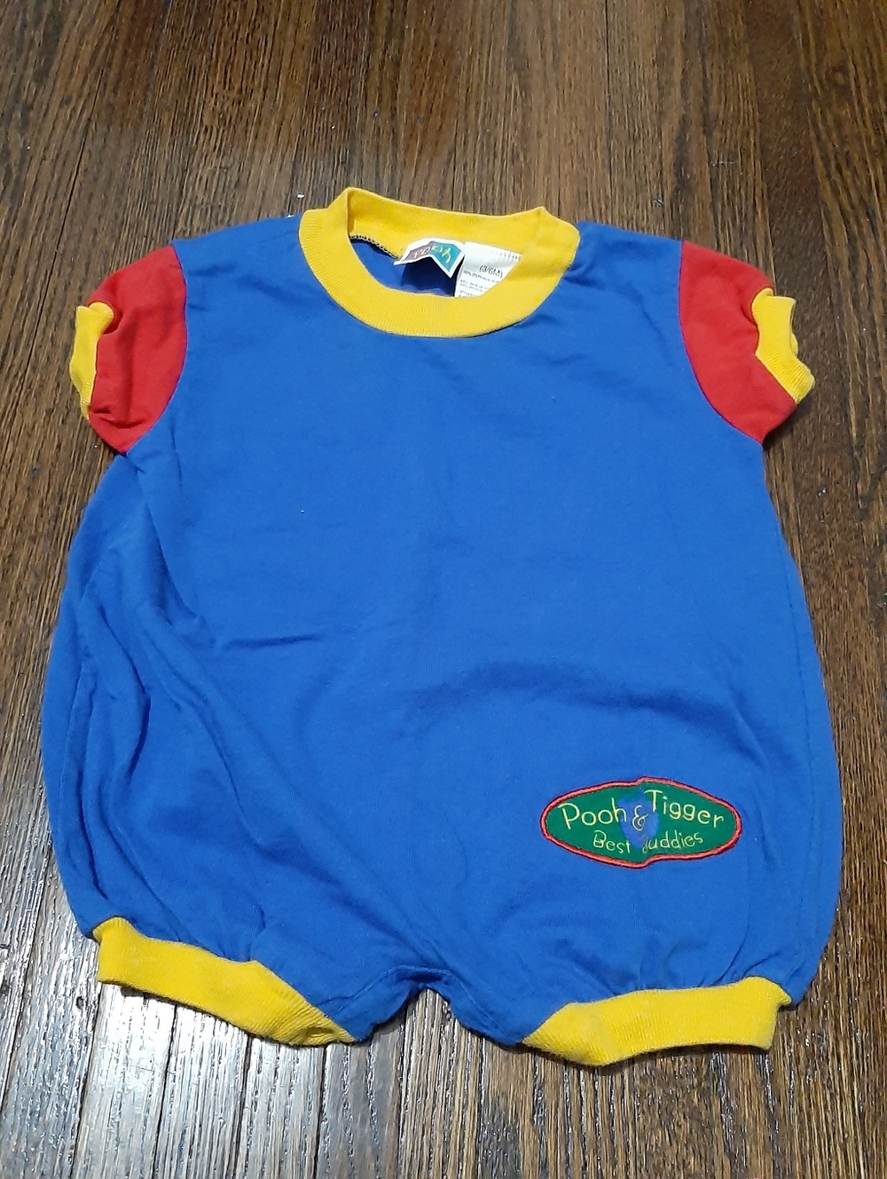 Vintage Disney Color Block Blue, Red & Yellow Winnie The Pooh & Tigger One-Piece
